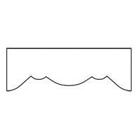 A rectangular valance with a scalloped bottom edge.