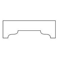 Profile view of a decorative molding with a straight top and curved details along the bottom edge.