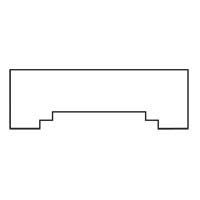 Outline of a stepped architectural feature, with a rectangular top and stepped bottom.