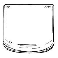 Drawn illustration of a shade window covering rolled up from the bottom.