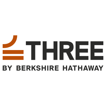 Logo for THREE by Berkshire Hathaway: Black text 