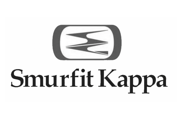 Smurfit Kappa logo with black text and gray icon on a white background