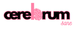 A pink and black logo for cerebrum sane