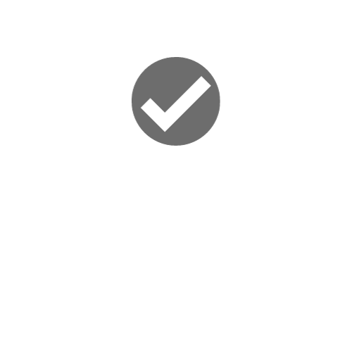 Gray circle with a white checkmark.