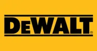 DeWALT logo on yellow background, black text inside a black rectangle.
