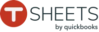 Logo for TSheets by QuickBooks: red circle with a white