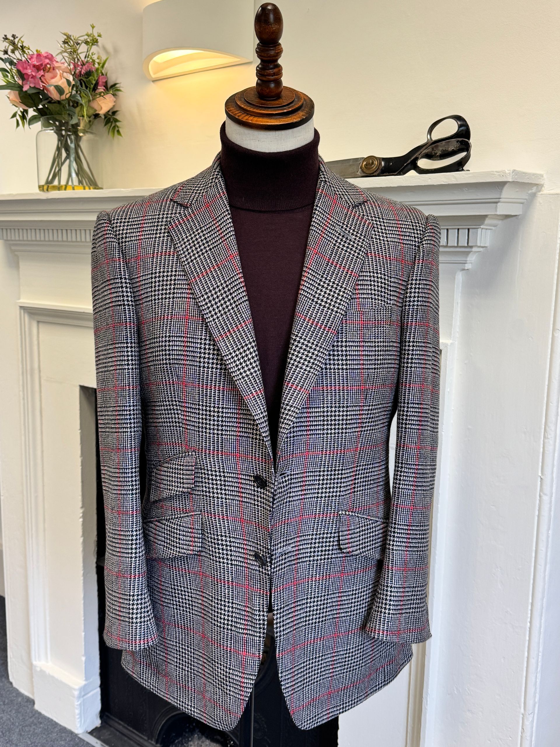 single breasted grey check jacket 