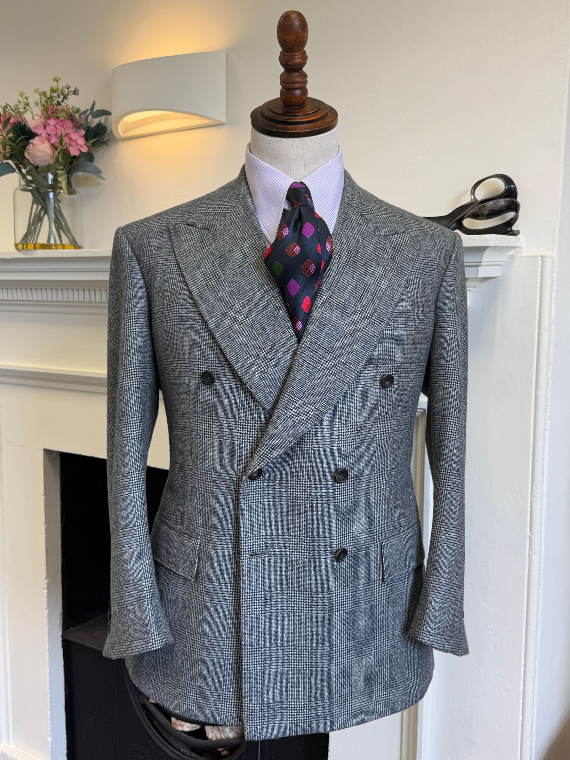 Bespoke double breasted suit in our Northleach, Cotswold Tailoring studio