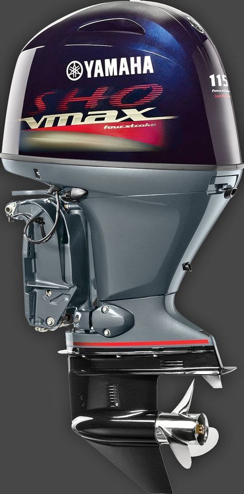 A yamaha outboard motor is shown on a grey background