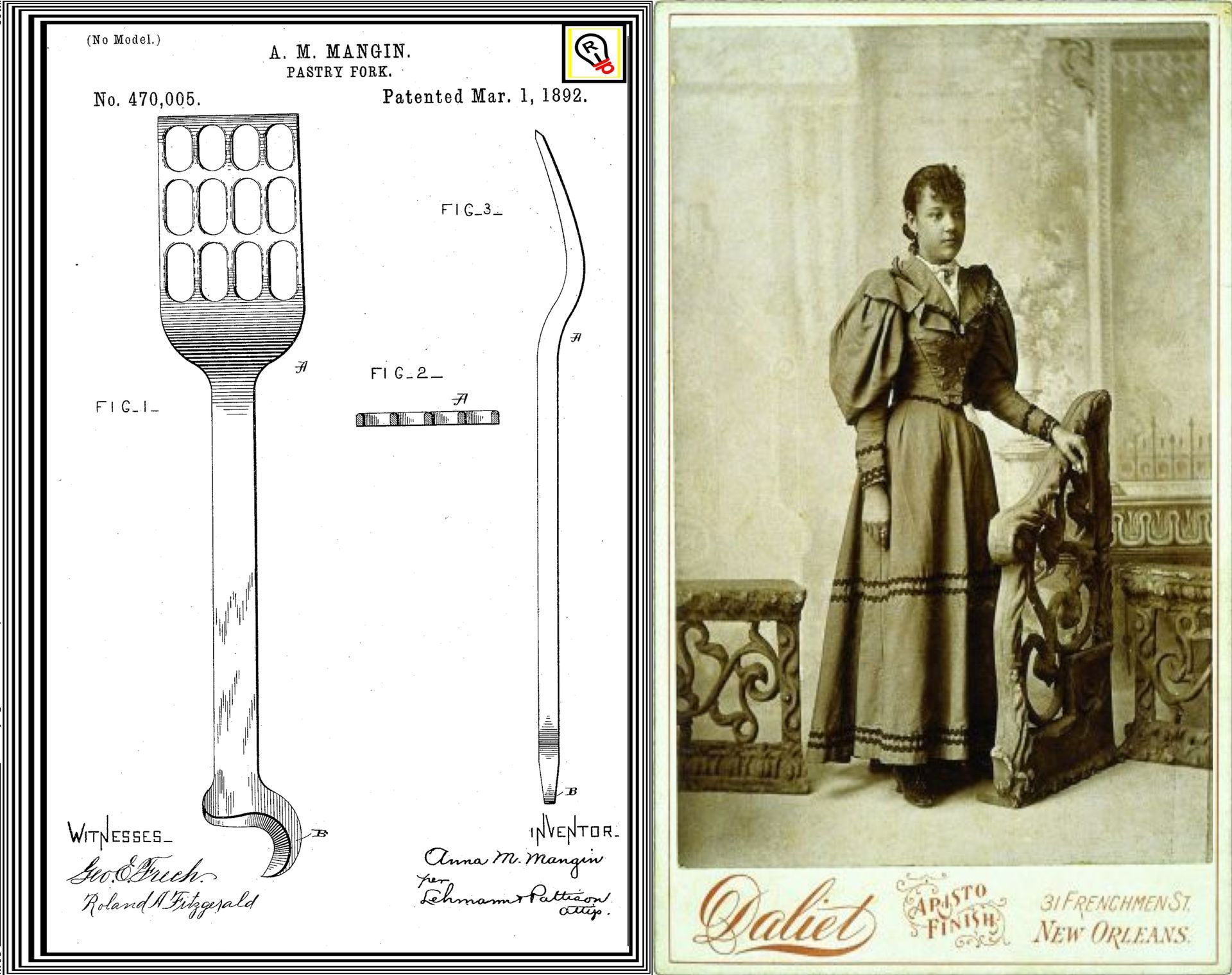 Left: Patent drawing of a 