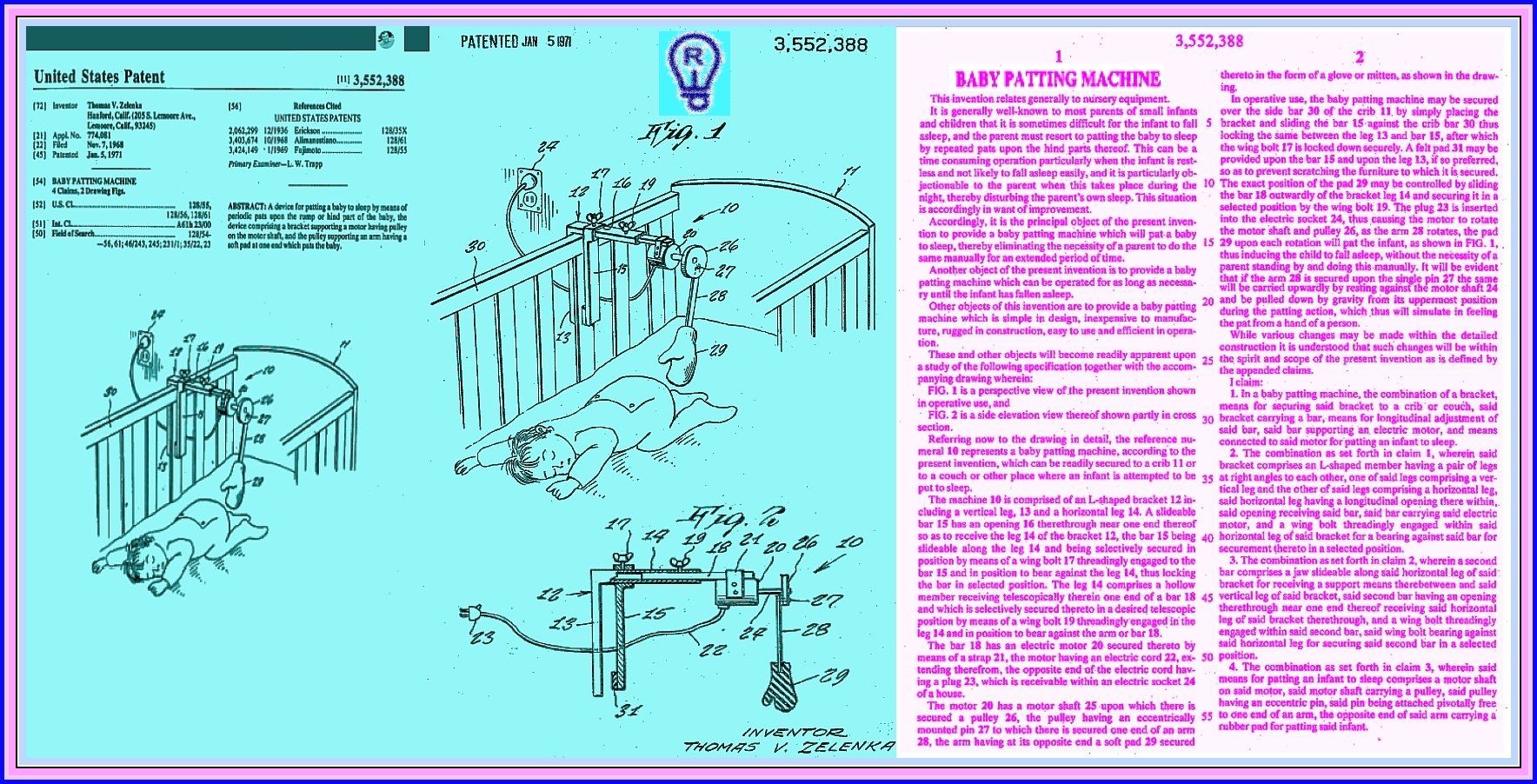 Patent drawings of a pen with a feeding mechanism; a lengthy legal document is shown.