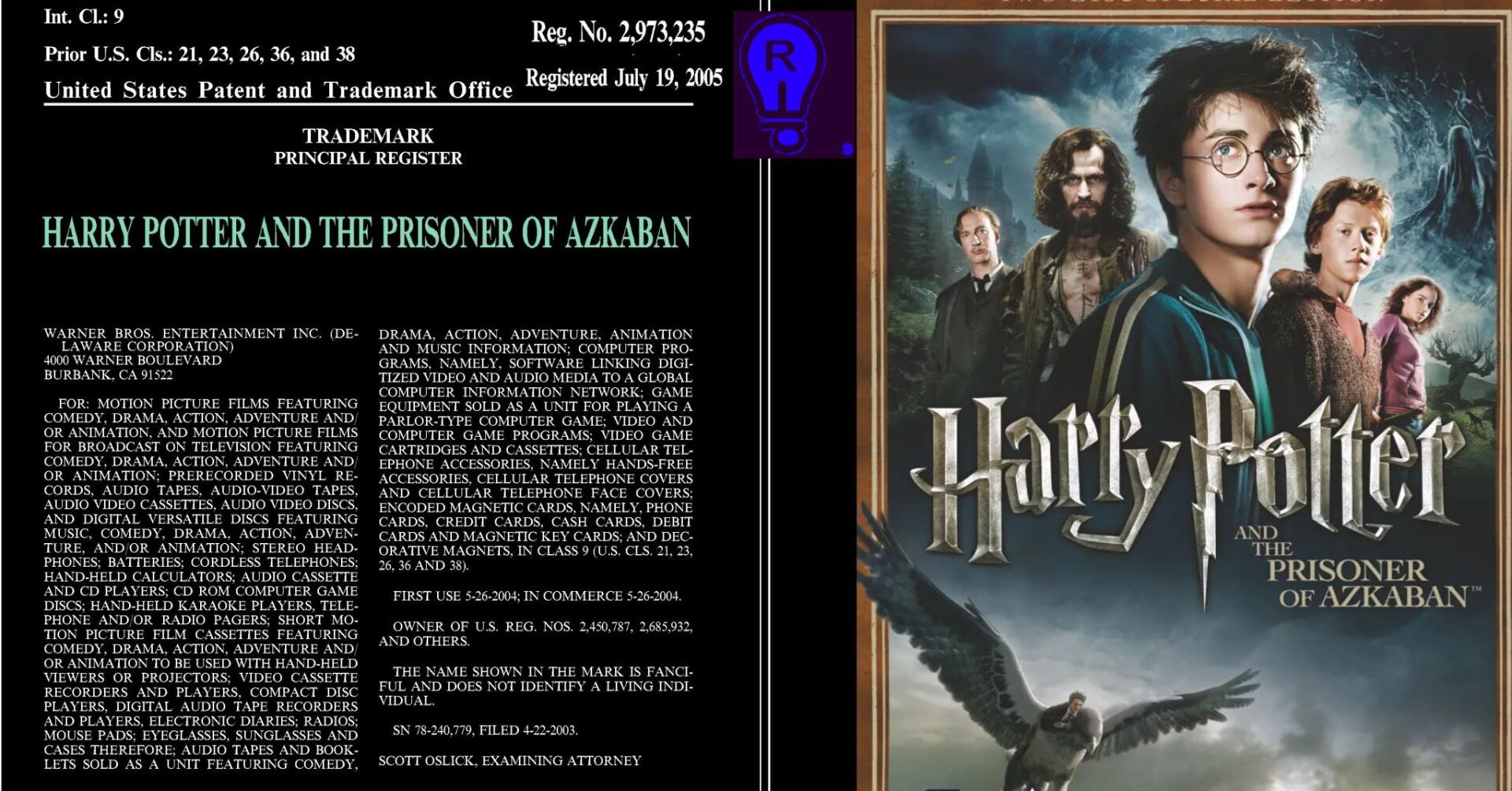 Legal document and movie poster side by side: 
