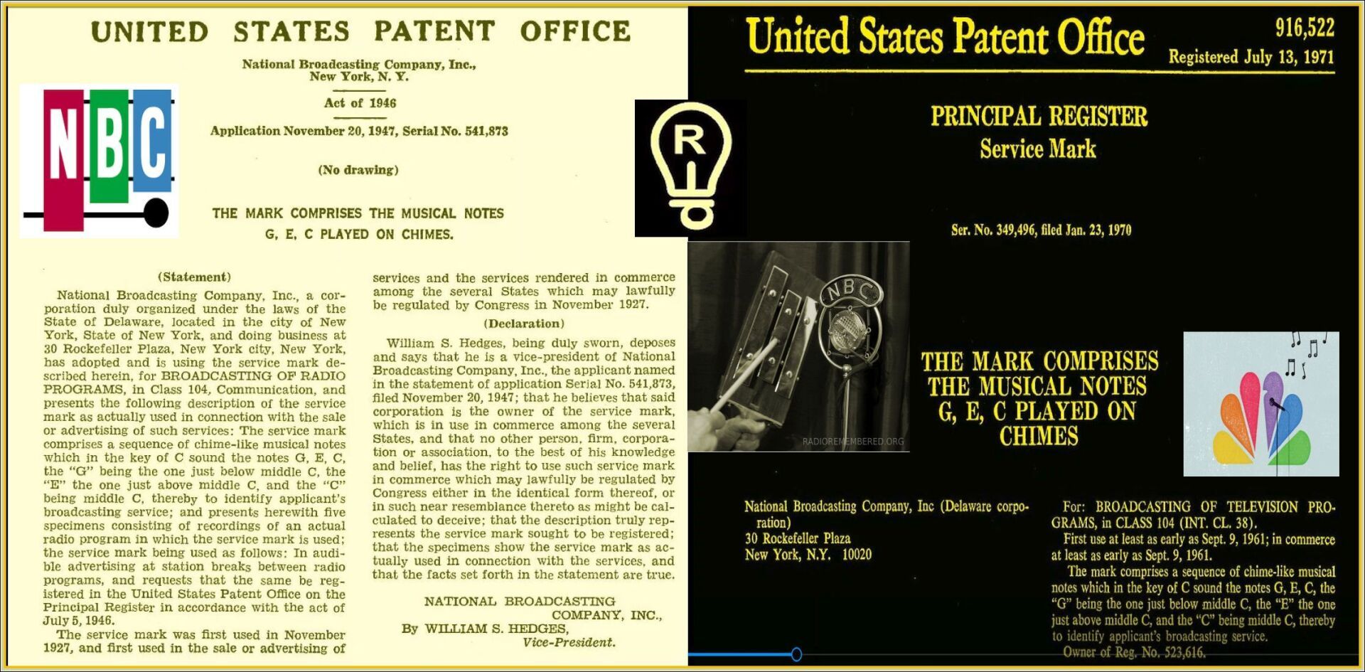 NBC logo and Patent documents.