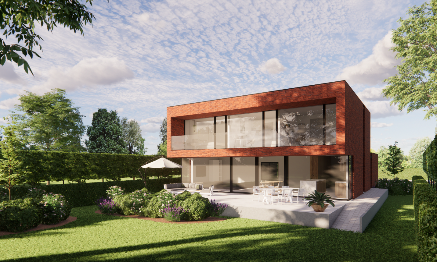 Moderne nieuwbouw in baksteen in Herent - Architectengroep-Janssens