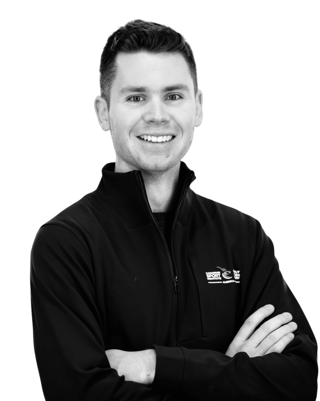 A man wearing a black jacket with the word ice on it