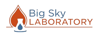 Big Sky Laboratory logo with orange flask, blue drop, and blue-and-orange text