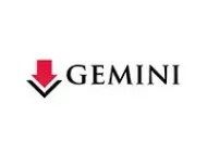 The logo for gemini is a red arrow pointing down.