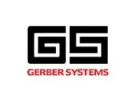 A black and white logo for gerber systems on a white background.