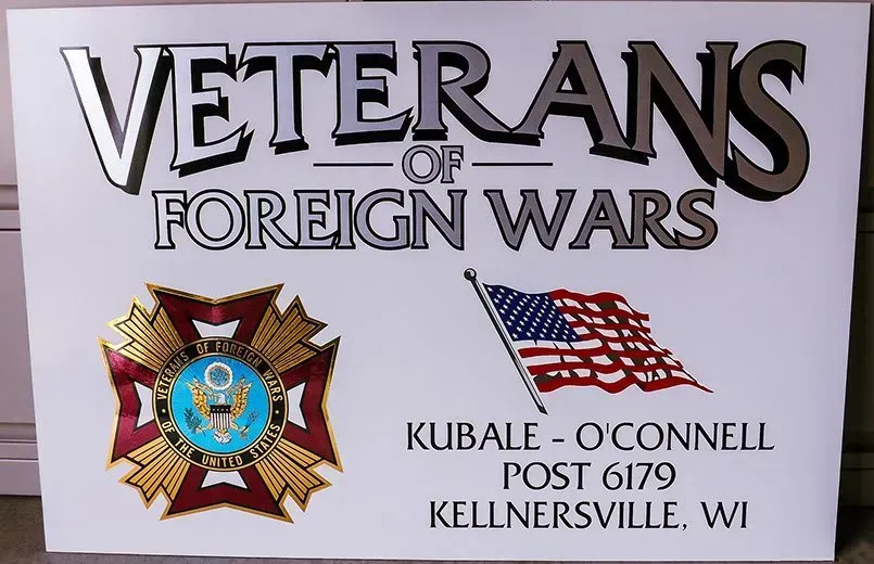 A sign that says veterans of foreign wars on it