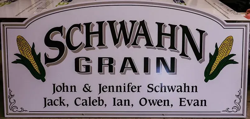 A sign that says schwan grain on it