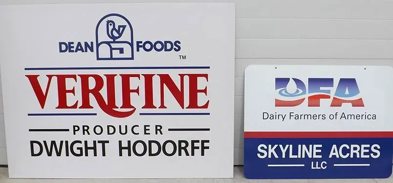 Two signs for verifine producer dwight hodorff and skyline acres llc