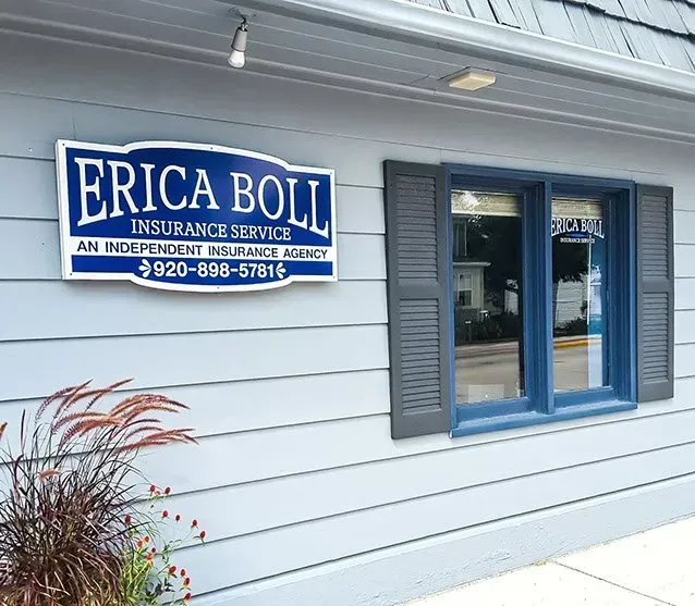 A building with a sign that says erica boll on it