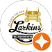 A logo for larkins transport with a truck and a star.