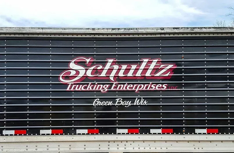 The back of a schultz trucking enterprises trailer