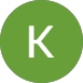 The letter k is in a green circle on a white background.