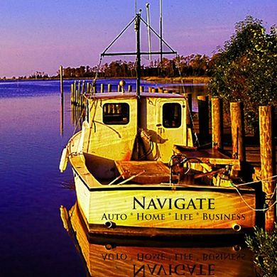 Boat at dock reflects 
