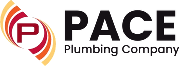 PACE Plumbing Company logo with red and orange circular emblem and black text on white background