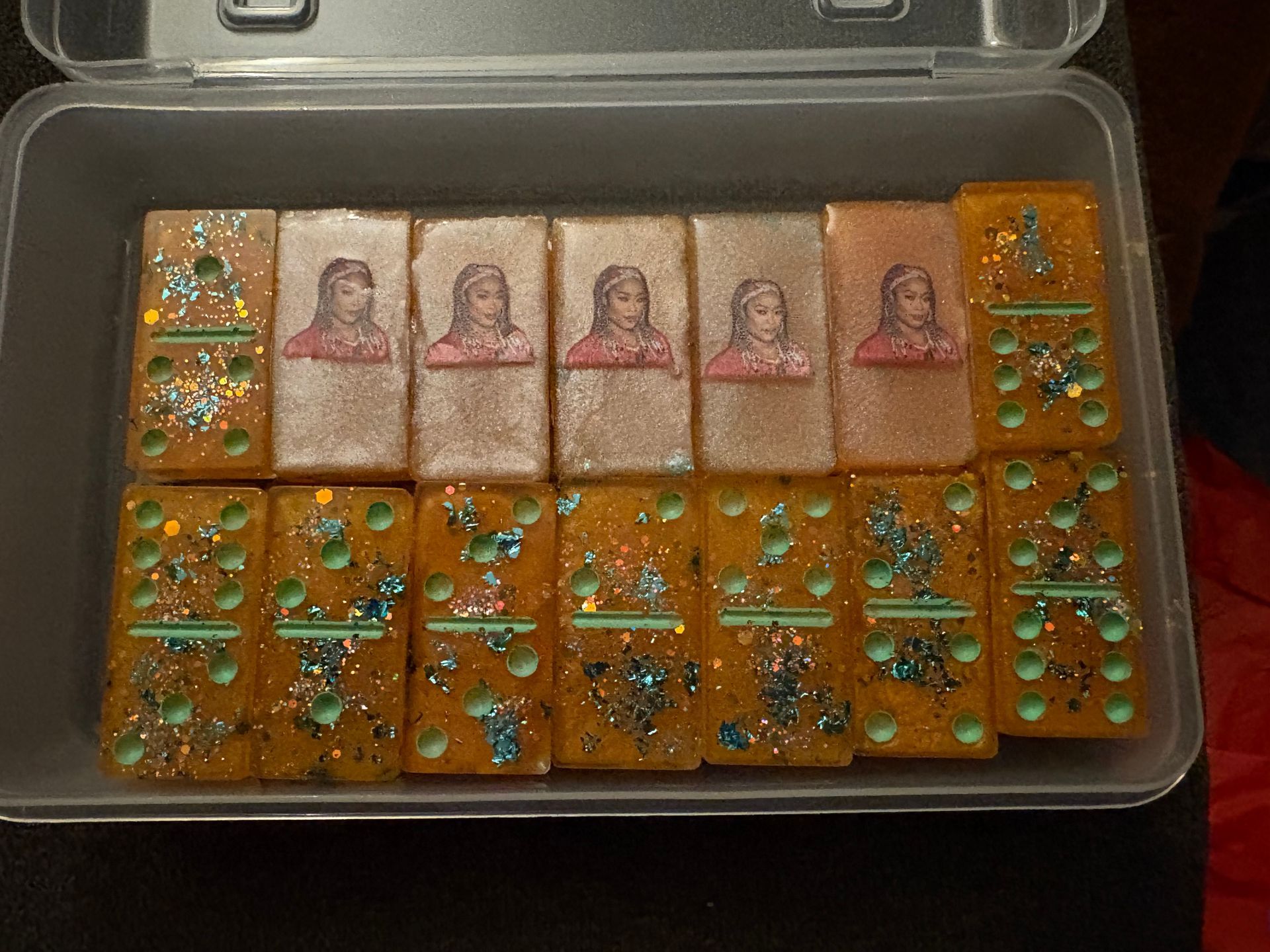 Custom Dominos, holder and case