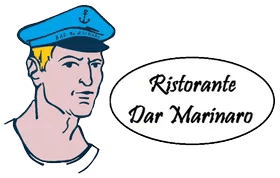 Logo con un marinaio con berretto blu e la scritta “Ristorante Dar Marinaro”
