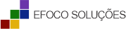 Logotipo com um design quadrado colorido e o texto