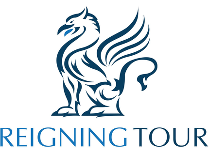 Blue winged griffin logo above the words “REIGNING TOUR” on a white background
