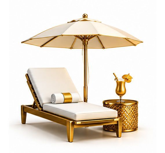 Gold velvet armchair with matching pillow beside a gold stanchion rope barrier
