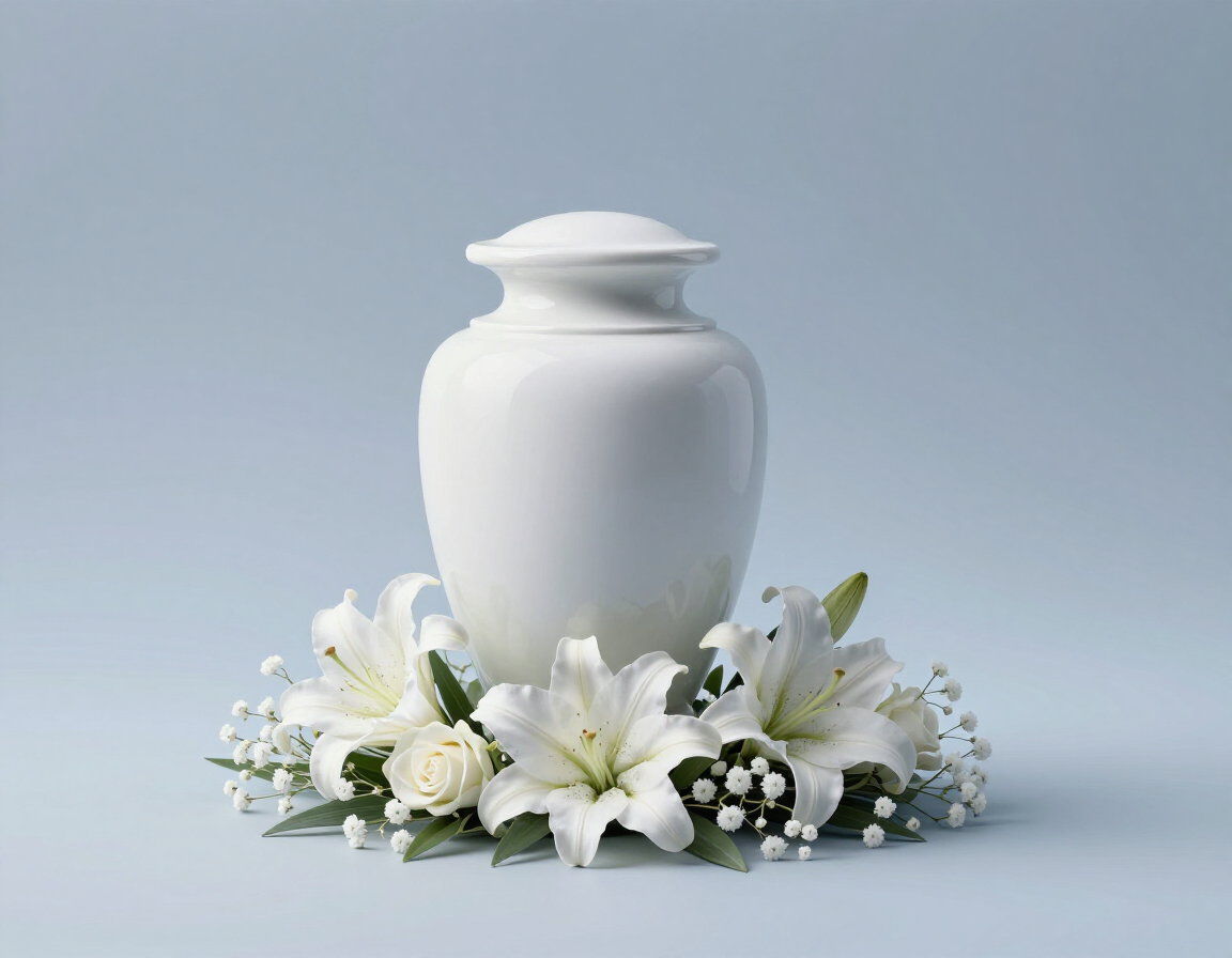 Urna commemorativa con fiori delicati