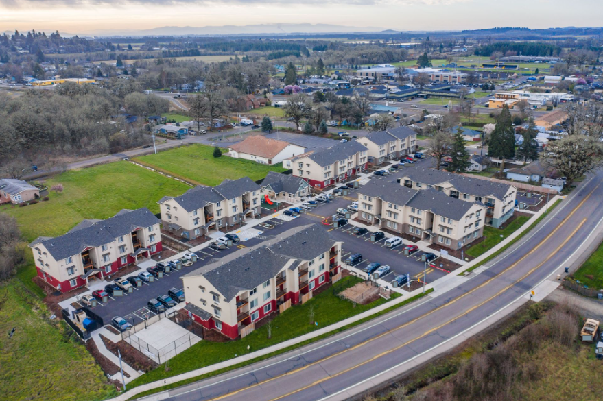 Oak Springs Apartments in Philomath Oregon, Near Oregon state University – arial view. 