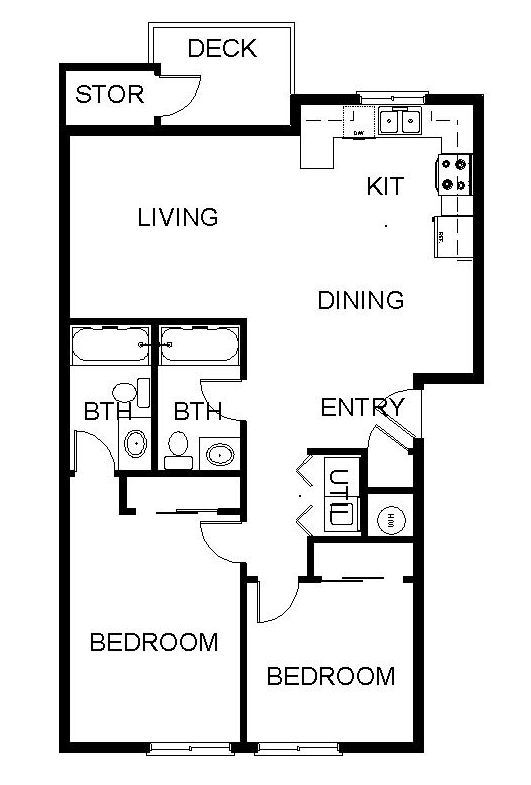 Newcastle Place Apartments in Salem, OR Near Chemeketa Community College, two-bedroom, two-bath – floorplan - part 1.