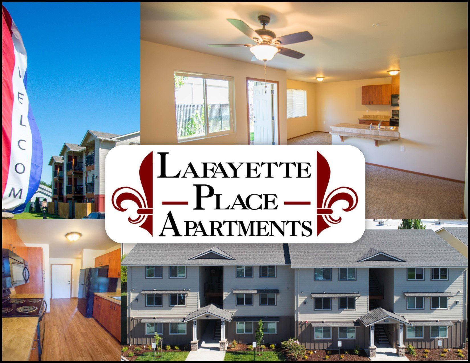 Lafayette Place Apartments in McMinnville, Oregon, near Linfield University –apartment home community and parking aerial view