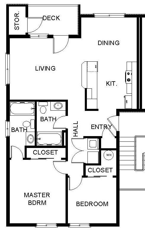 Evergreen Valley Apartments in McMinnville Oregon, near Linfield University, two-bedroom two-bathroom – floorplan.