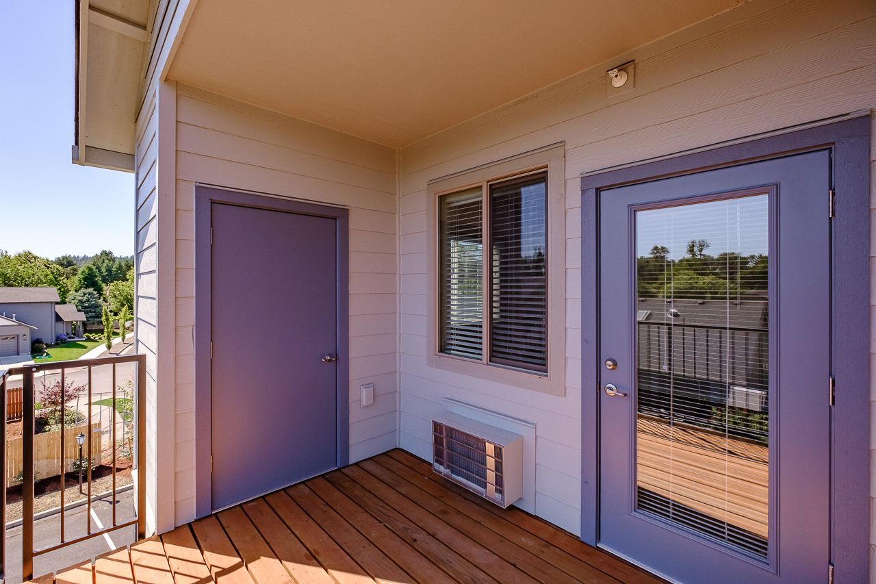 Hickory Hollow Apartments in North Albany OR, two-bedroom two-bathroom – balcony storage unit. 