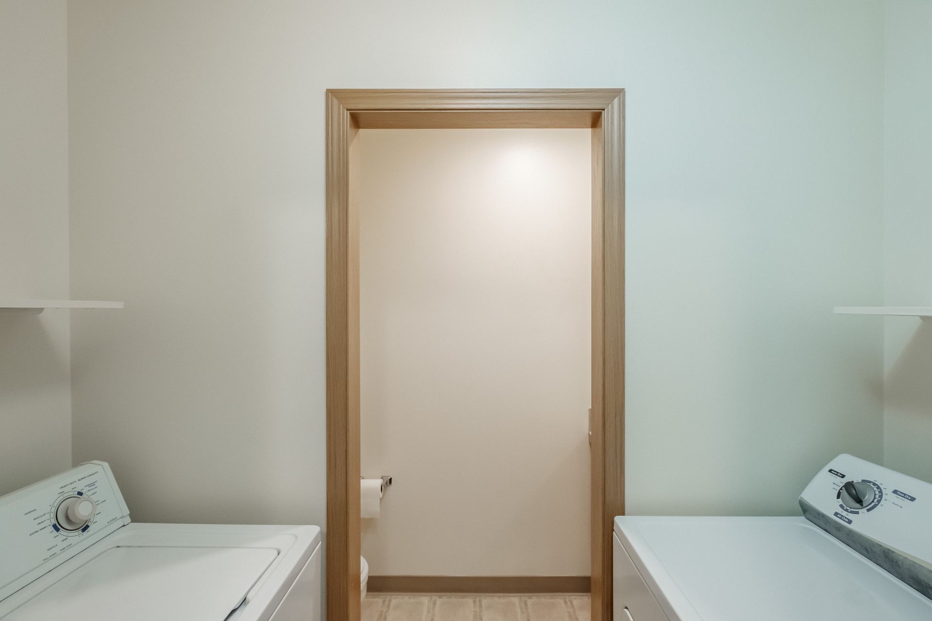 Mt. Vernon Town Homes – in Albany Oregon, two-bedroom two and ½ bathroom – laundry room with washer and dryer.