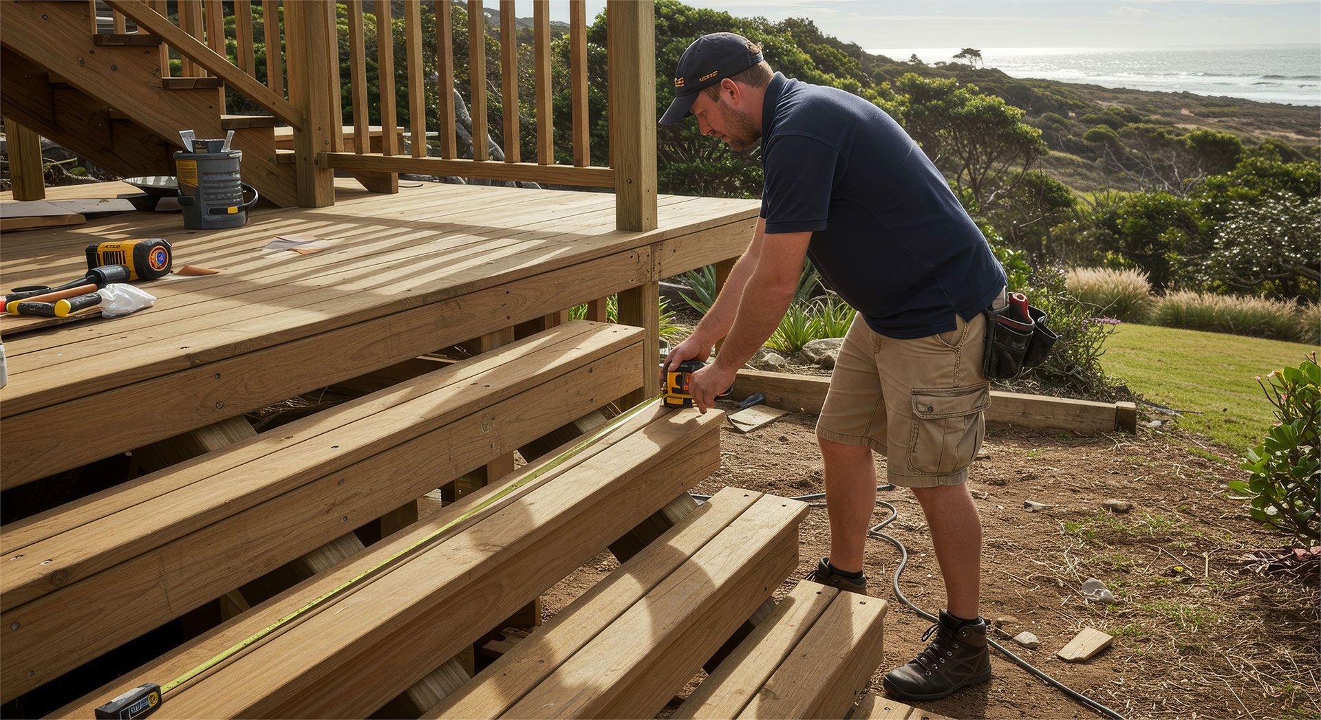Durable Timber Stair Installation In Dolphin Heads