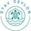 Beachside Resort Teal Stay Ceylon logo with a turtle inside a circle and waves below