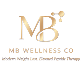 Gold MB Wellness Co. logo with “Modern Weight Loss, Elevated Peptide Therapy” tagline