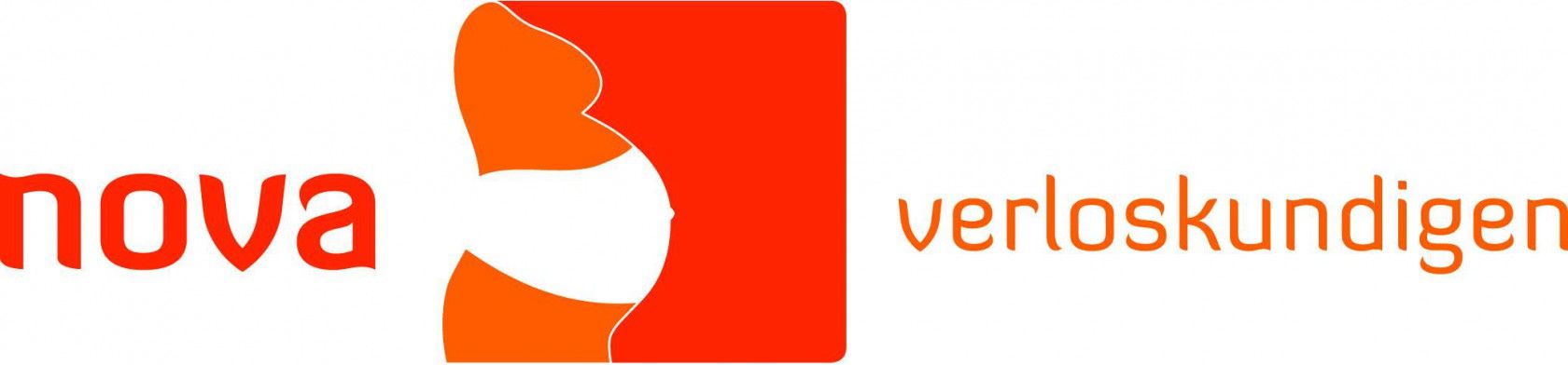 Logo for Nova Verloskundigen, red and orange colors.