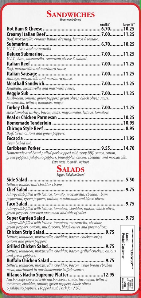 Sandwiches — Knoxville, IL — Pete Alfano's Pizzeria