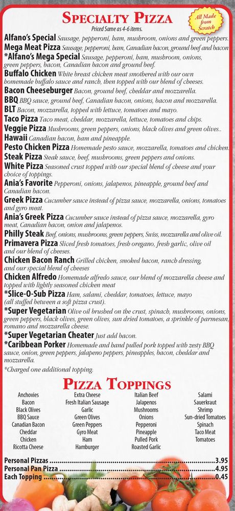 Specialty Pizza — Knoxville, IL — Pete Alfano's Pizzeria