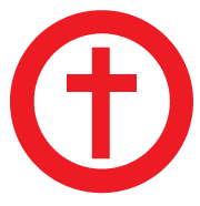 Red circle with a red cross inside on a white background.